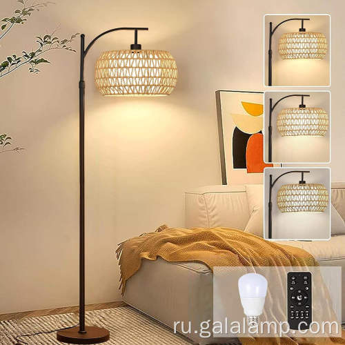 Современный скандинавский бамбуковый тканый торшер